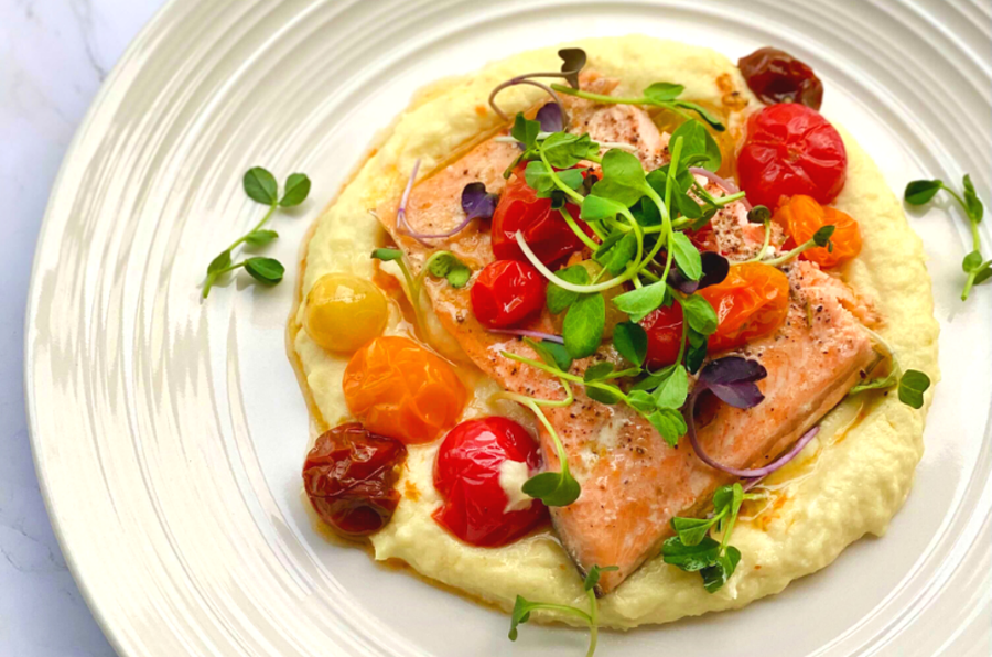 Rainbow Trout With Roasted Tomatoes & Parsnip Puree